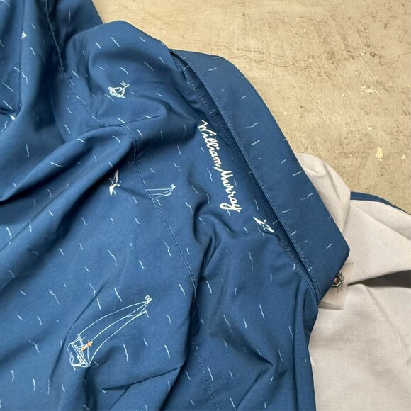 William Murray Golf Short Sleeve Button Up Shirt Stretch Boat Pattern Blue XL - Picture 10 of 10